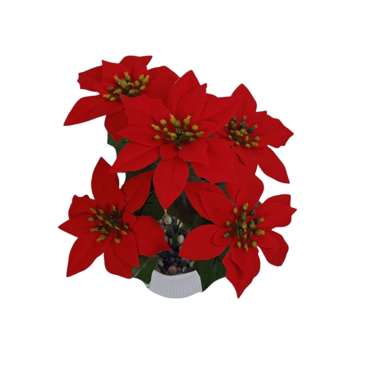 Fleur artificielle en soie polyester Poinsettia de Noël, bouquet de 5 fleurs, 36,5 cm, décoration de mariage, hôtel et maison