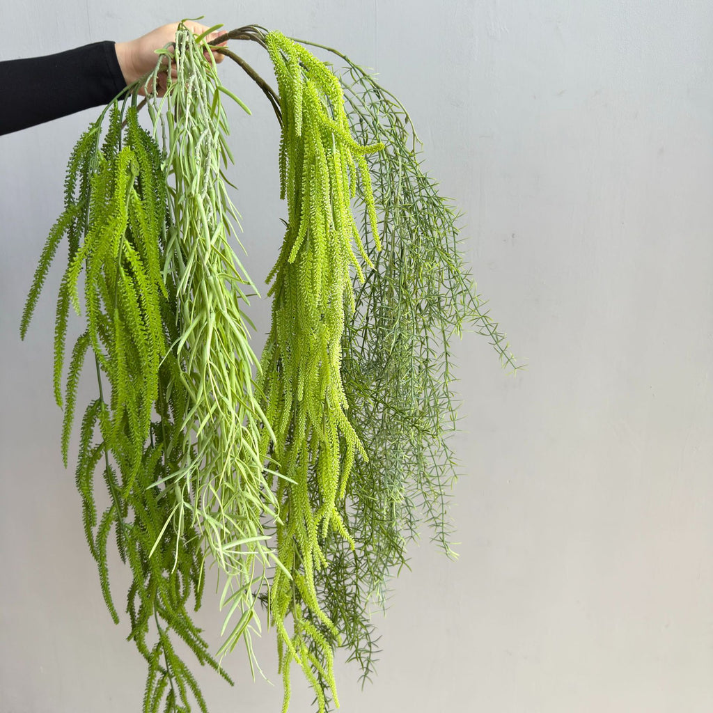 Plante artificielle suspendue Asparagus, décoration murale, 90 cm, style campagne, PE