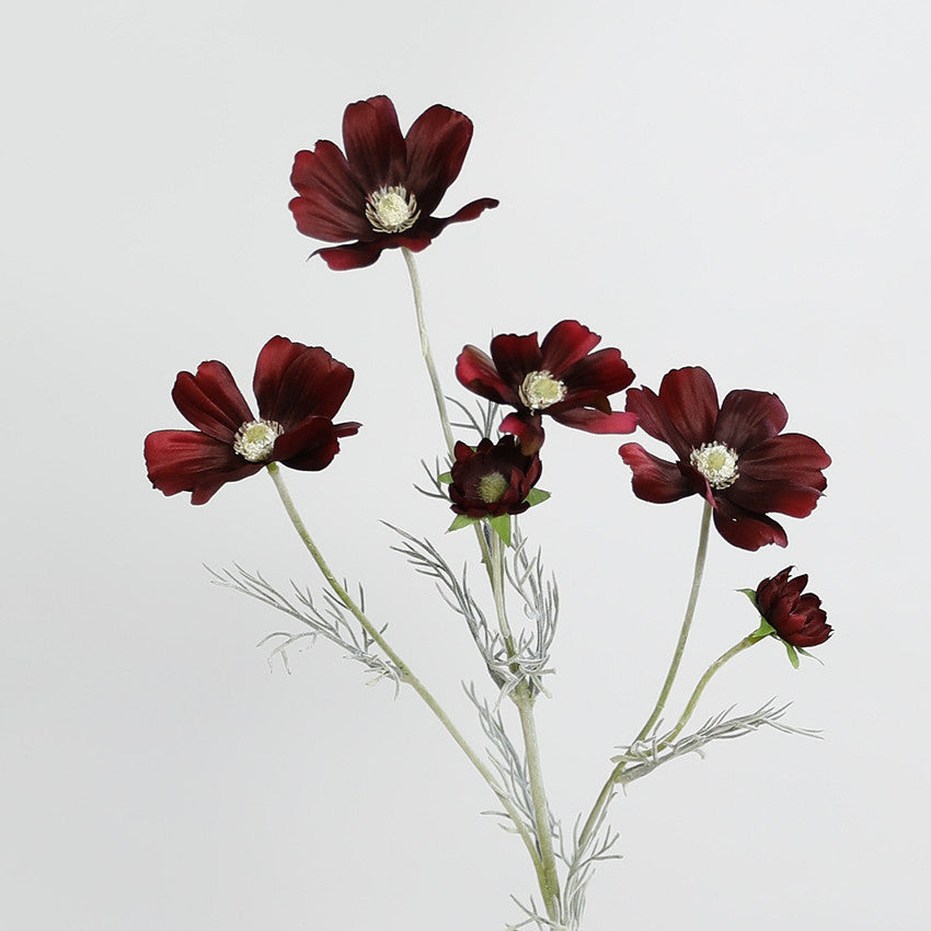 Fleurs artificielles Cosmos, bouquet de 6 tiges en soie polyester, 60 cm, décoration intérieure élégante