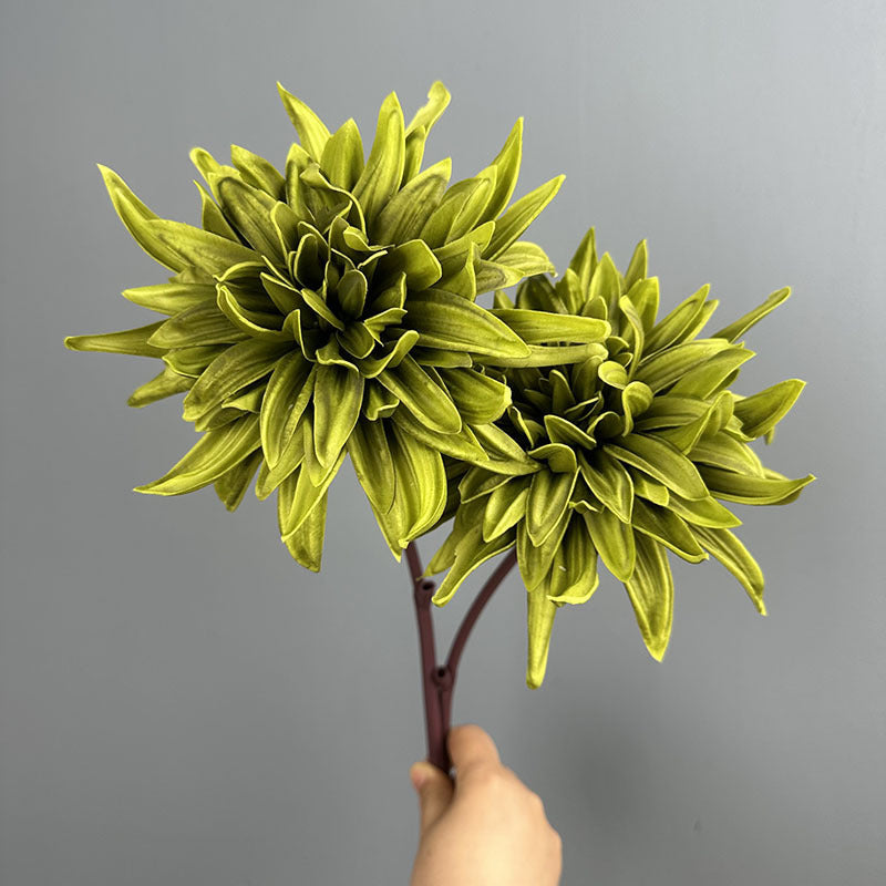 Fleur artificielle en PU, tige unique chrysanthème, 62 cm de haut, tête de 20 cm, décoration intérieure élégante, mariage & maison