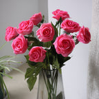 Bouquet de 10 roses en tissu soyeux, 43 cm, décoration intérieure et événements