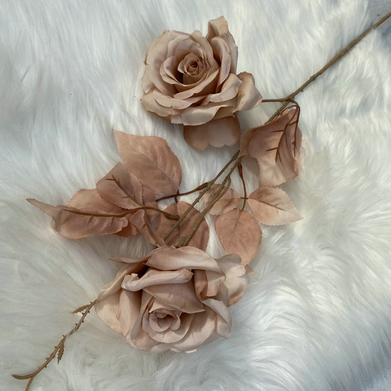 Rose artificielle Alice, tige unique avec 2 fleurs, 80 cm, tissu soyeux, décoration de mariage et maison