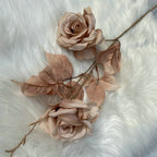 Rose artificielle Alice, tige unique avec 2 fleurs, 80 cm, tissu soyeux, décoration de mariage et maison