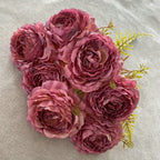 Bouquet de Pivoines en Tissu Soie, 7 Fleurs, 40 cm, Décoration Élégante pour Mariage et Intérieur