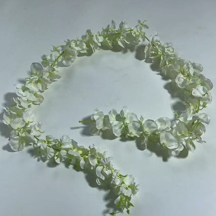 Guirlande de glycine artificielle en tissu soyeux, 150 cm de long, 168 fleurs, pour mariage, décoration intérieure et extérieure