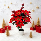 Bouquet artificiel de poinsettias en velours, 53 cm, décoration de Noël et fêtes, intérieur chic