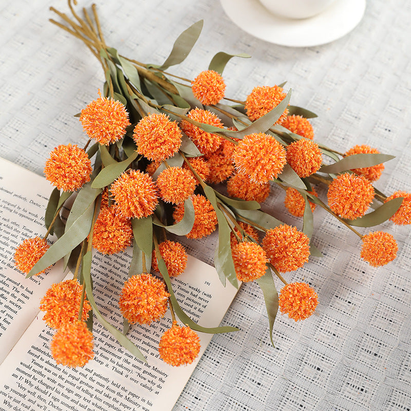 Fleurs artificielles rétro Chrysanthème pompon, bouquet de 6 têtes de 4 cm, 42 cm de haut, soie polyester, décoration d'intérieur et mariage