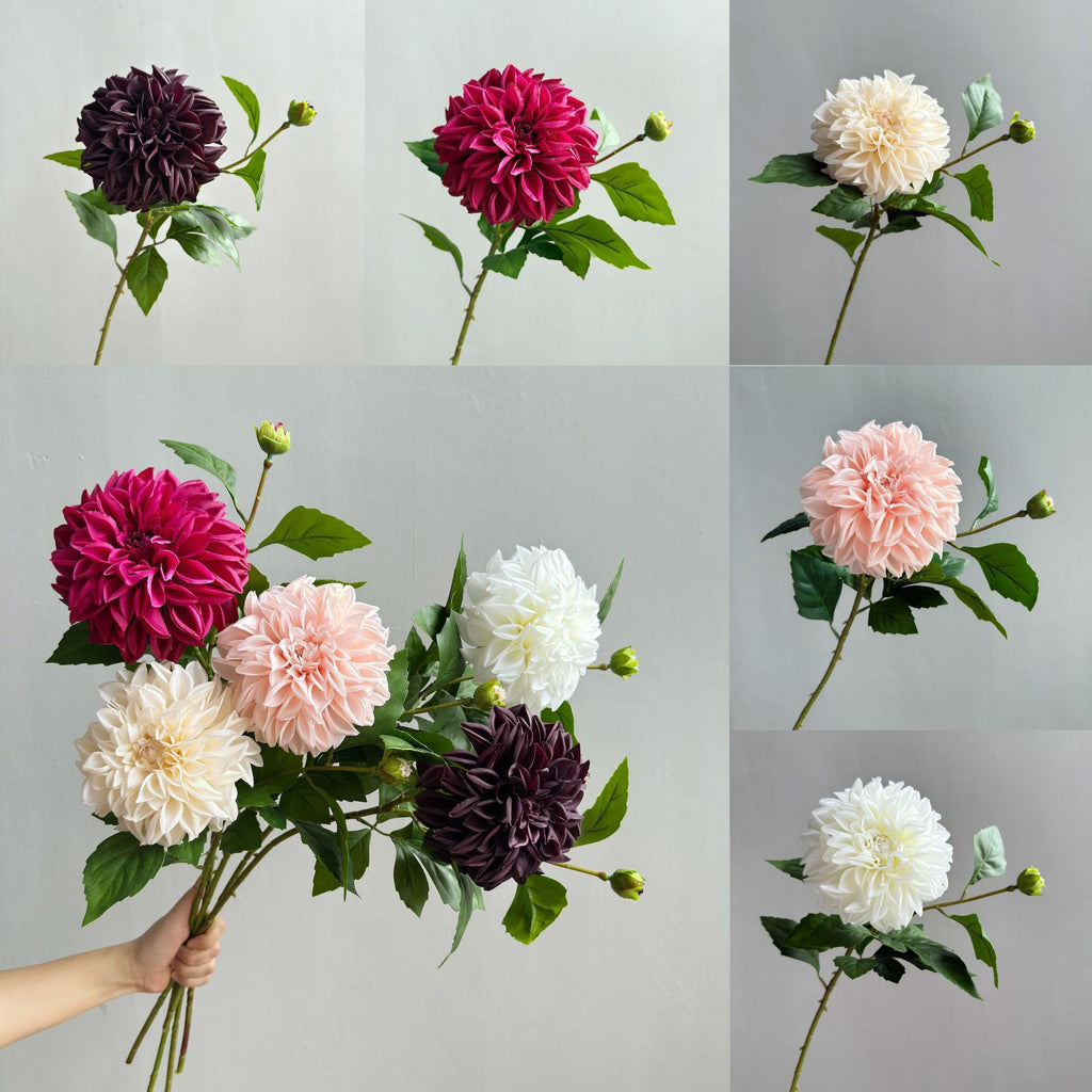 Fleurs artificielles Dahlias et Marguerites, 66 cm, tissu soyeux, décoration intérieure, chic et élégant