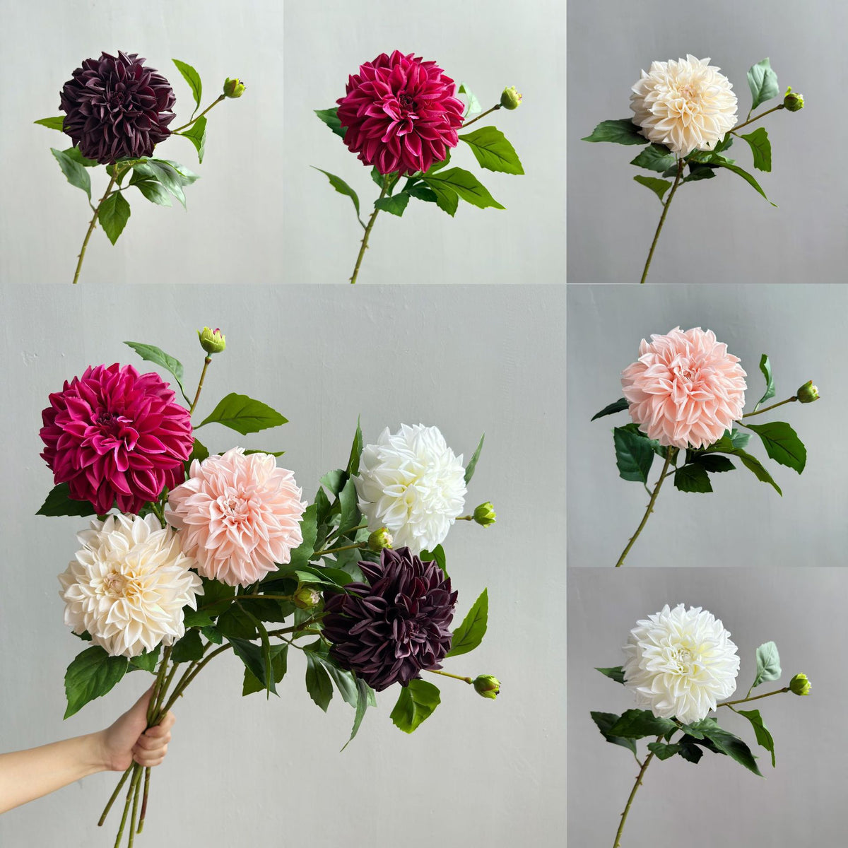 Fleurs artificielles Dahlias et Marguerites, 66 cm, tissu soyeux, décoration intérieure, chic et élégant