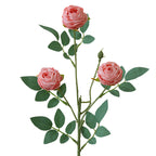 Rose artificielle à bord frisé, tige unique avec 3 fleurs, 57 cm, tissu polyester, décoration intérieure