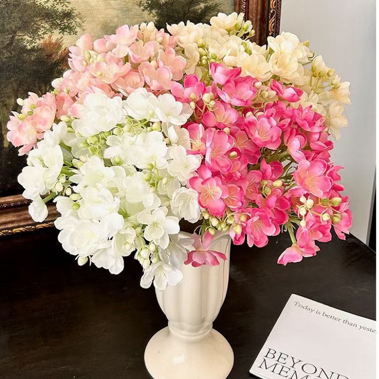 Bouquet de jasmin artificiel en soie 40cm – Décoration mariage, table, intérieur/extérieur – Lot de 4 – Style moderne ins