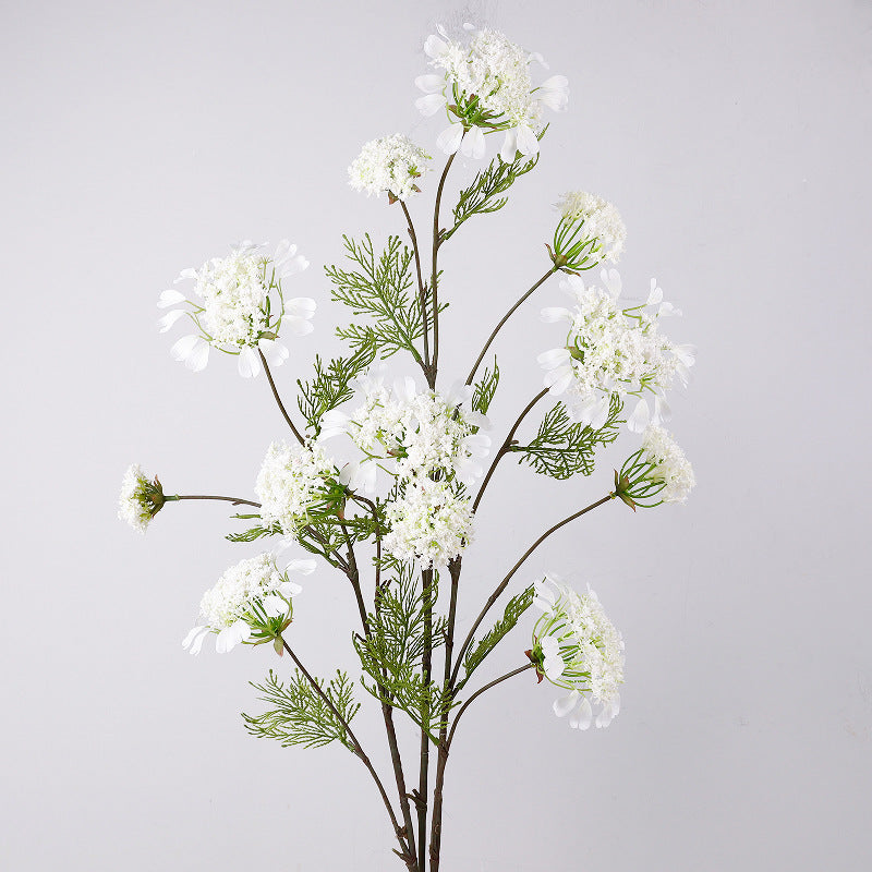 Branche unique de fleurs artificielles pissenlit et perles de neige, 96 cm, tissu soyeux, idéal pour mariages et décoration intérieure