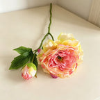 Fleurs artificielles en soie polyester, 2 têtes de pivoines et pivoines blanches, 50 cm, décoration intérieure, mariage, maison