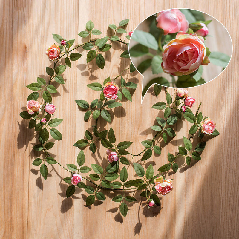 Guirlande de Roses Angustifolia et Petites Roses, 145 cm, Tissu Polyester, Décoration Murale et Arche de Mariage