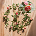 Guirlande de Roses Angustifolia et Petites Roses, 145 cm, Tissu Polyester, Décoration Murale et Arche de Mariage