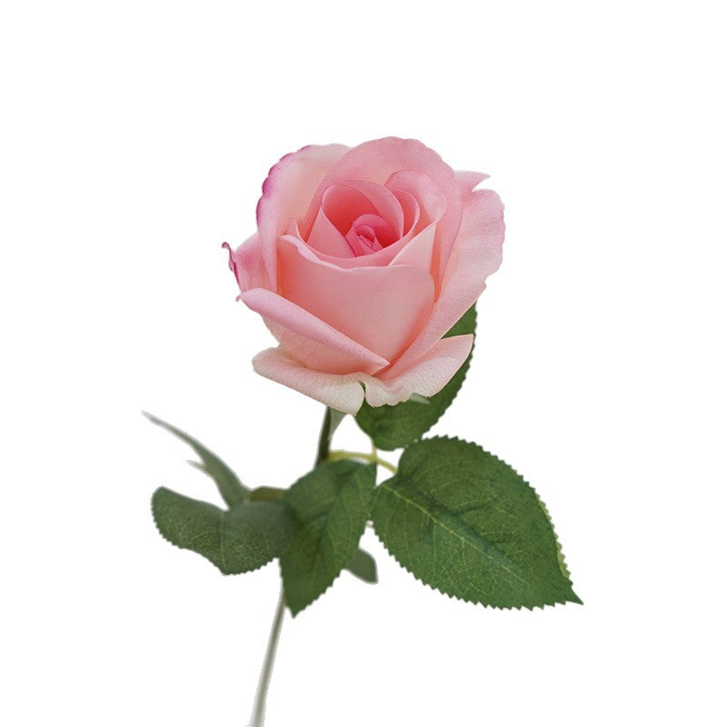 Rose artificielle en tissu soyeux 47 cm, tige unique avec 1 fleur de 8,5 cm, décoration élégante pour mariage, intérieur, vitrine