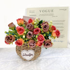 Bouquet de 10 Roses Artificielles en Plastique, 30 cm, Décoration Intérieure Moderne