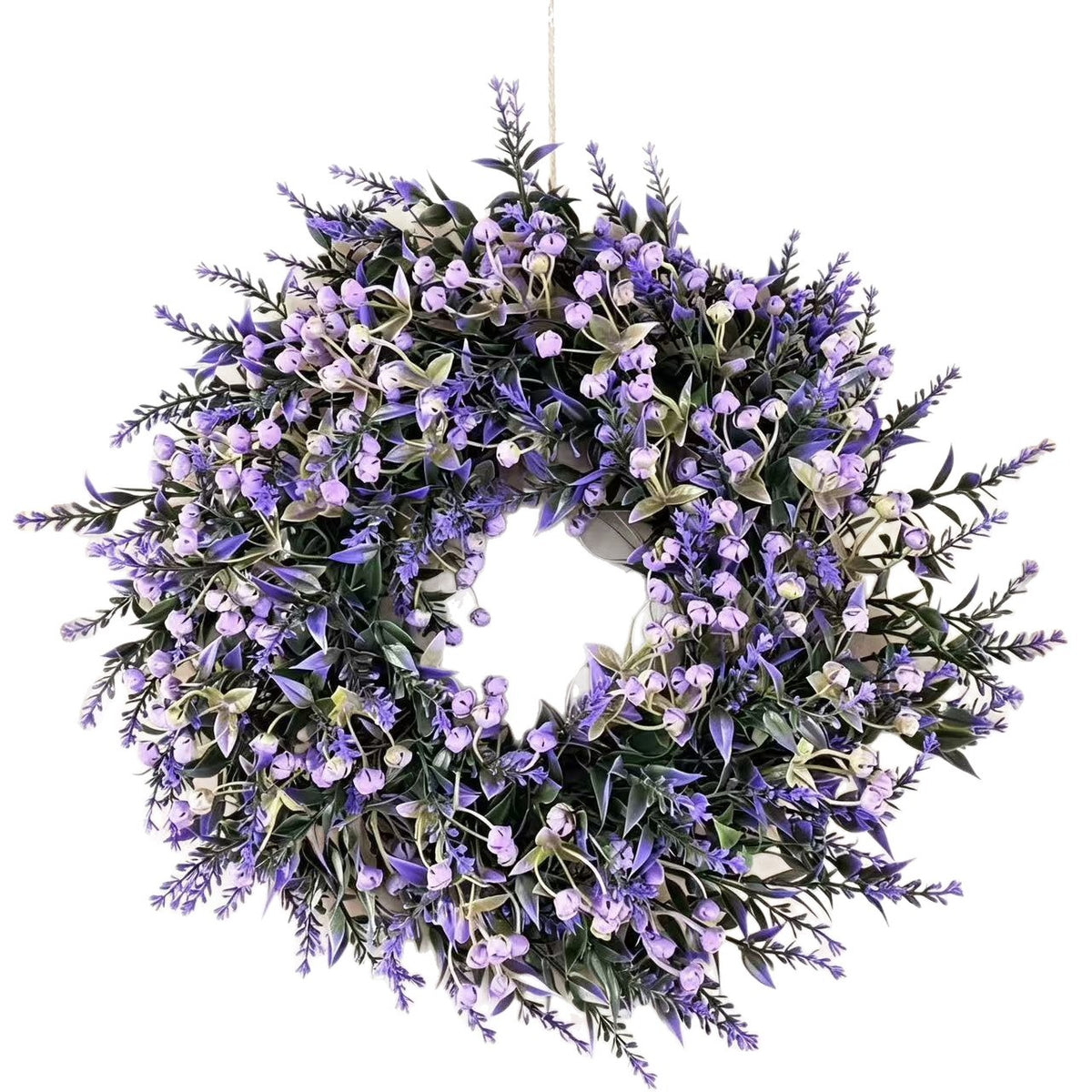 Couronne artificielle de gypsophile et lavande, 30 cm, décoration intérieure, mariage, bureau