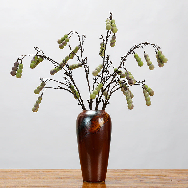 Décoration rustique en mousse, branche de fruits de calebasse suspendue, 76 cm, idéale pour intérieur et vitrines