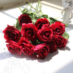 Bouquet de 10 roses en tissu soyeux, 43 cm, décoration intérieure et événements
