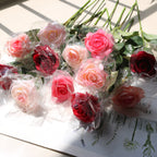 Bouquet de 10 roses en tissu soyeux, 43 cm, décoration intérieure et événements