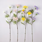 Branche unique de fleurs artificielles pissenlit et perles de neige, 96 cm, tissu soyeux, idéal pour mariages et décoration intérieure