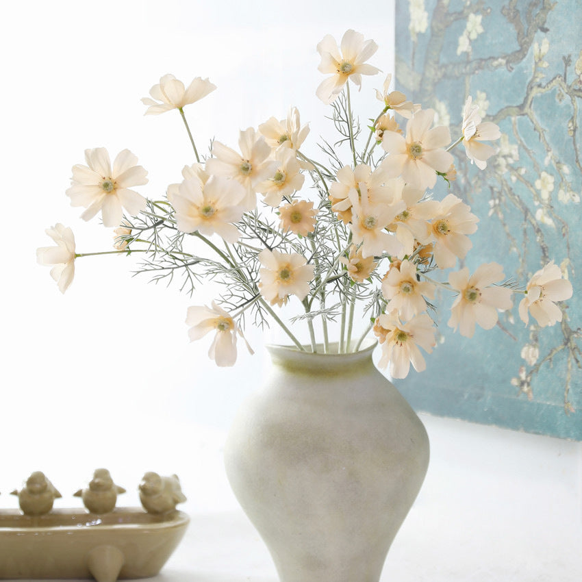 Fleurs artificielles Cosmos, bouquet de 6 tiges en soie polyester, 60 cm, décoration intérieure élégante