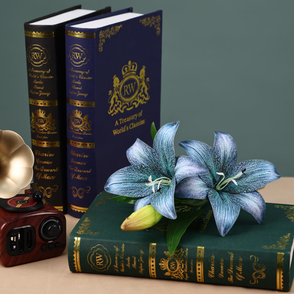 Tige unique de lys artificiel, 3 fleurs, 41 cm, décoration intérieure et événements