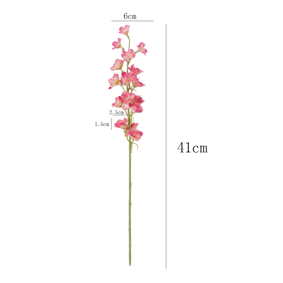 Fleur artificielle en tissu soyeux, 41 cm, tige unique avec muguet, delphinium et jacinthe, décoration intérieure et extérieure