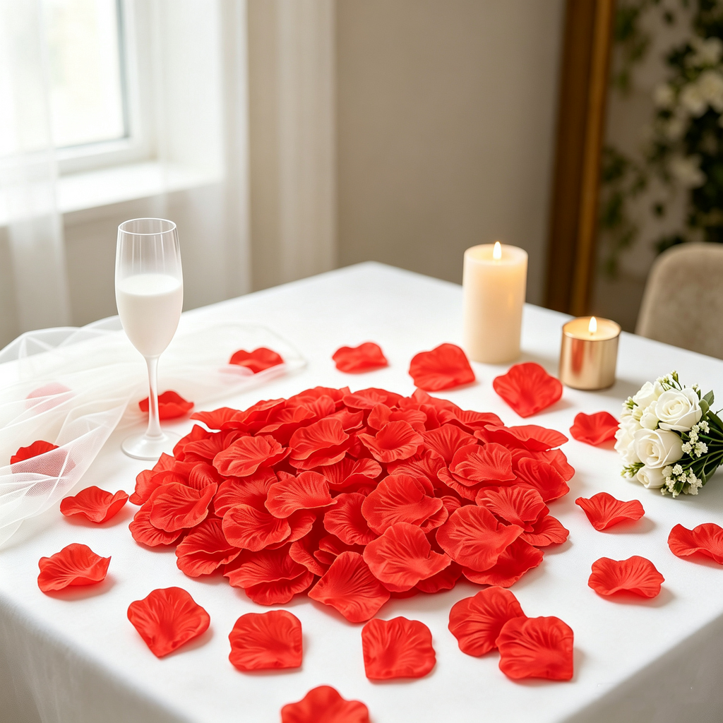 Lot de 100 pétales de rose artificielle – Décoration romantique, mariage, demande en mariage et anniversaire