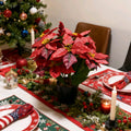 Poinsettia artificiel en pot 45 cm avec baies rouges – Décoration de Noël pour maison, véranda et jardin