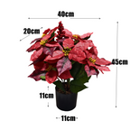 Plante artificielle de poinsettia 45 cm avec baies rouges - En pot pour décoration de Noël maison, véranda et jardin