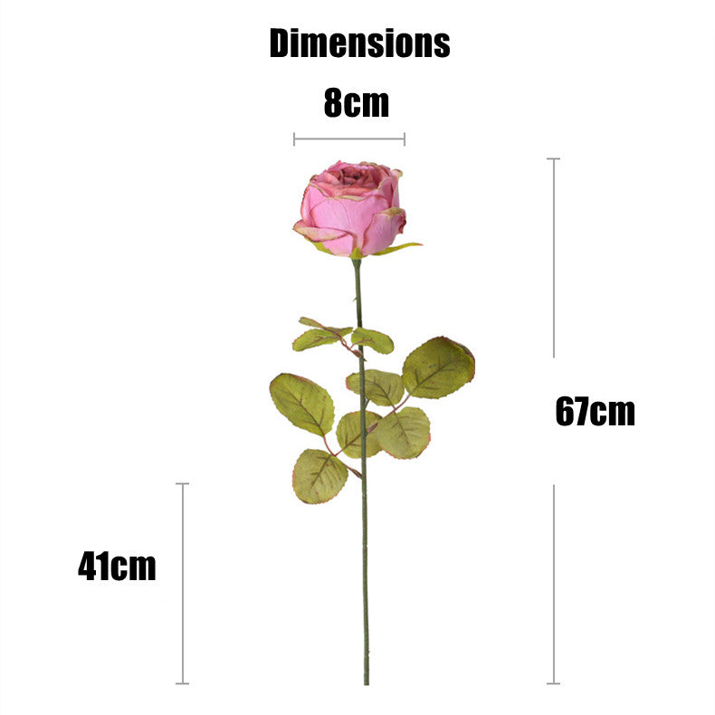67 cm Rose artificielle en soie vintage à bords brûlés Idéale pour le mariage et la décoration intérieure