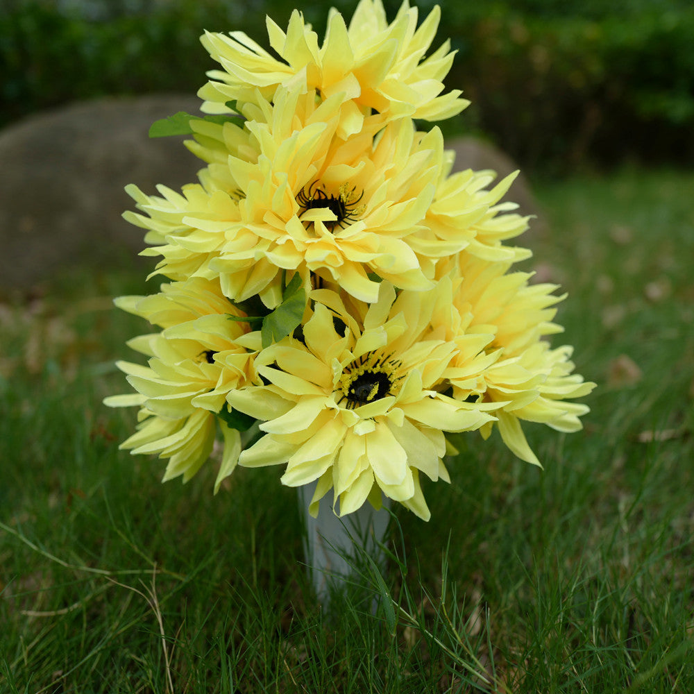 Bouquet de Chrysanthèmes Artificiels avec Vase, 41cm, Fleurs de Cimetière Élégantes, Décoration Bohème & Mariage, Vente en Gros