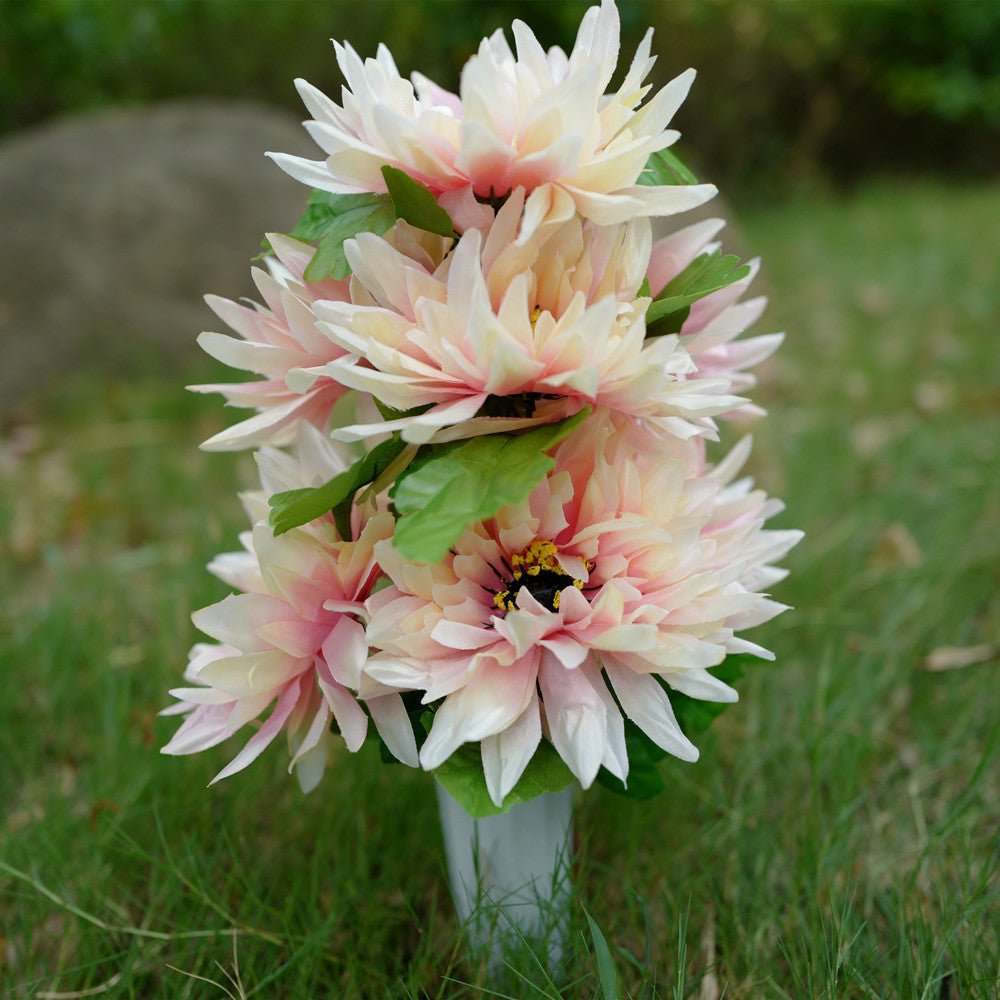 Bouquet de Chrysanthèmes Artificiels avec Vase, 41cm, Fleurs de Cimetière Élégantes, Décoration Bohème & Mariage, Vente en Gros