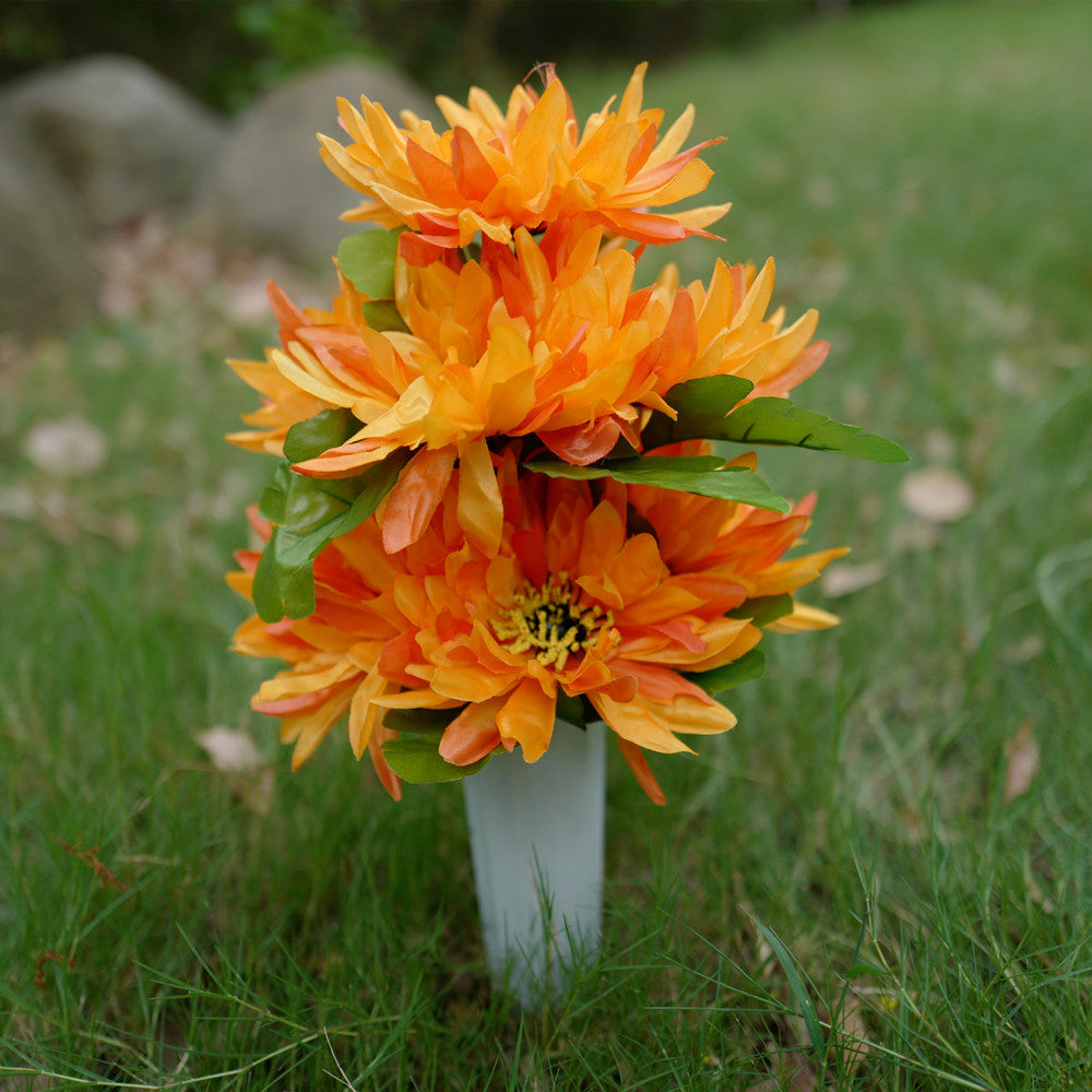 Bouquet de Chrysanthèmes Artificiels avec Vase, 41cm, Fleurs de Cimetière Élégantes, Décoration Bohème & Mariage, Vente en Gros