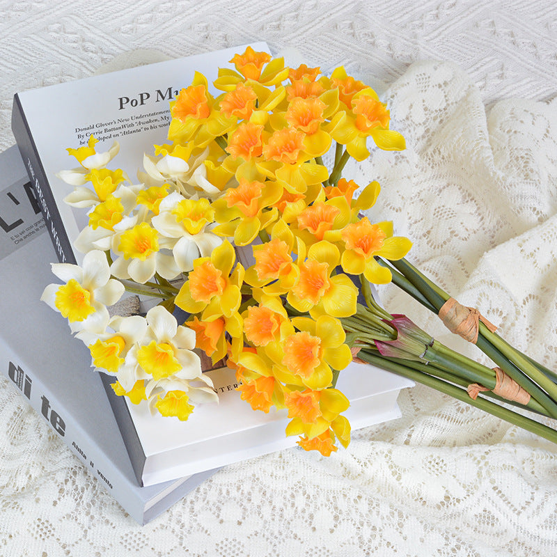 Tiges de narcisses artificiels au toucher réaliste – Fleurs décoratives ultra-réalistes