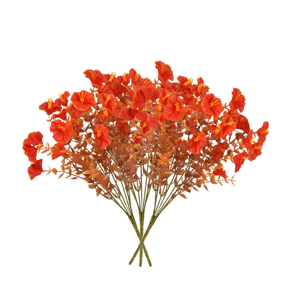 Fleurs et Plantes Artificielles d’Automne pour l’Extérieur - Ipomées en Soie avec Eucalyptus, Réalistes et Résistantes aux UV