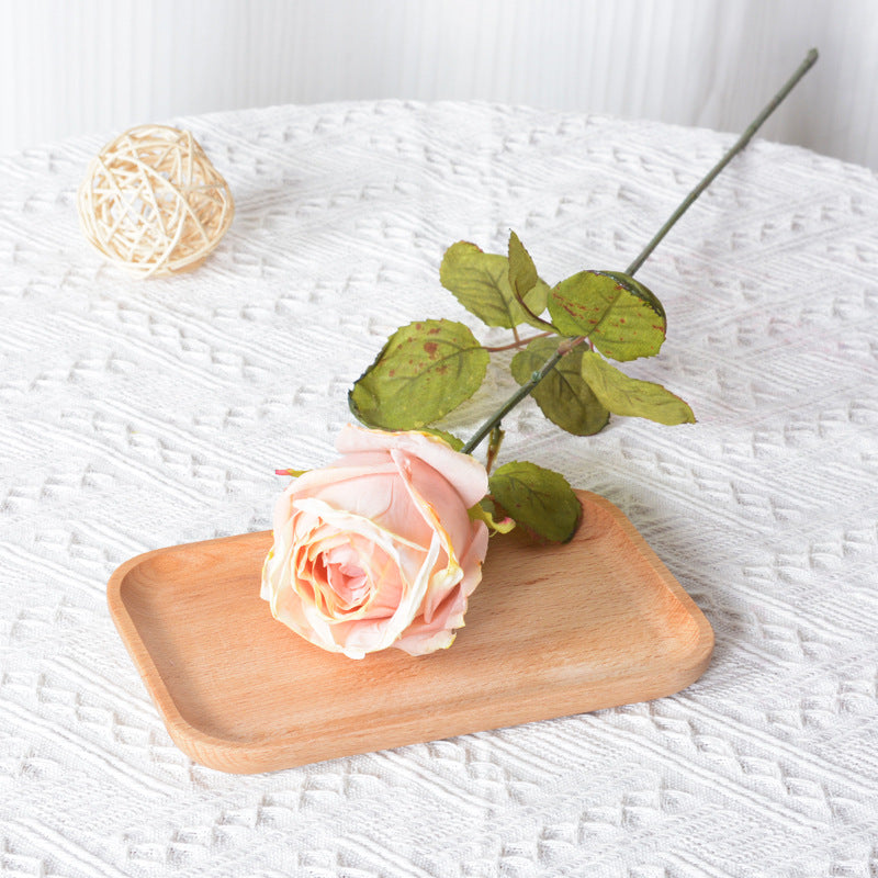 67 cm Rose artificielle en soie vintage à bords brûlés Idéale pour le mariage et la décoration intérieure