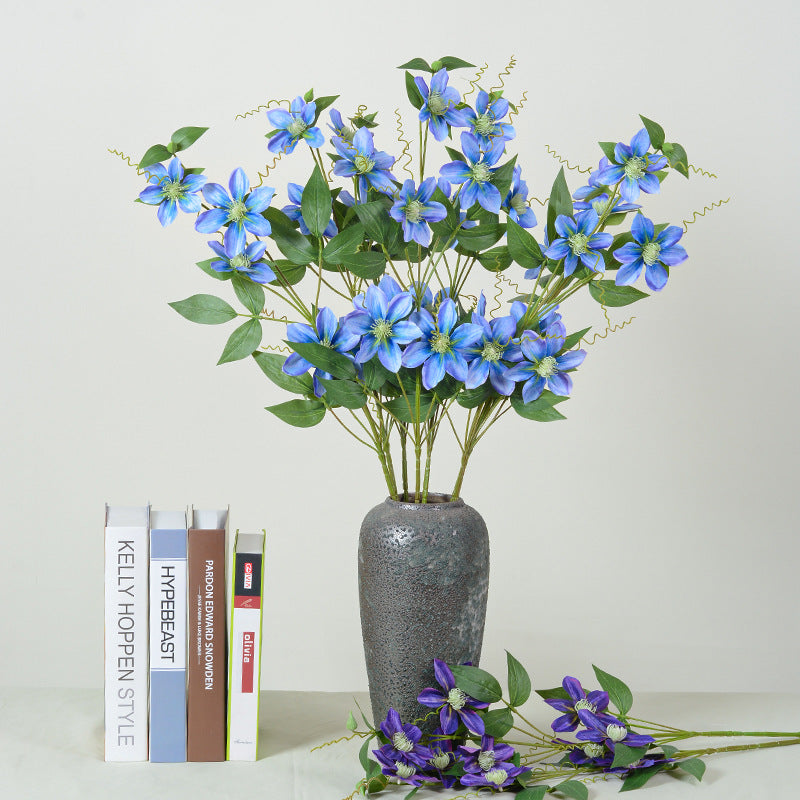 3 Tiges de Clématites Artificielles - Décoration Élégante pour Mariage et Intérieur