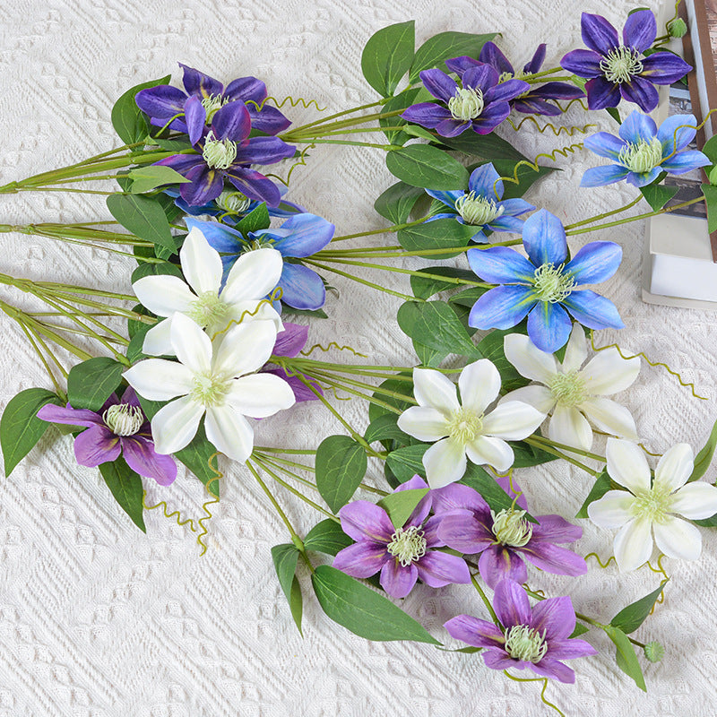 3 Tiges de Clématites Artificielles - Décoration Élégante pour Mariage et Intérieur