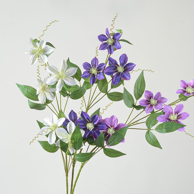 3 Tiges de Clématites Artificielles - Décoration Élégante pour Mariage et Intérieur