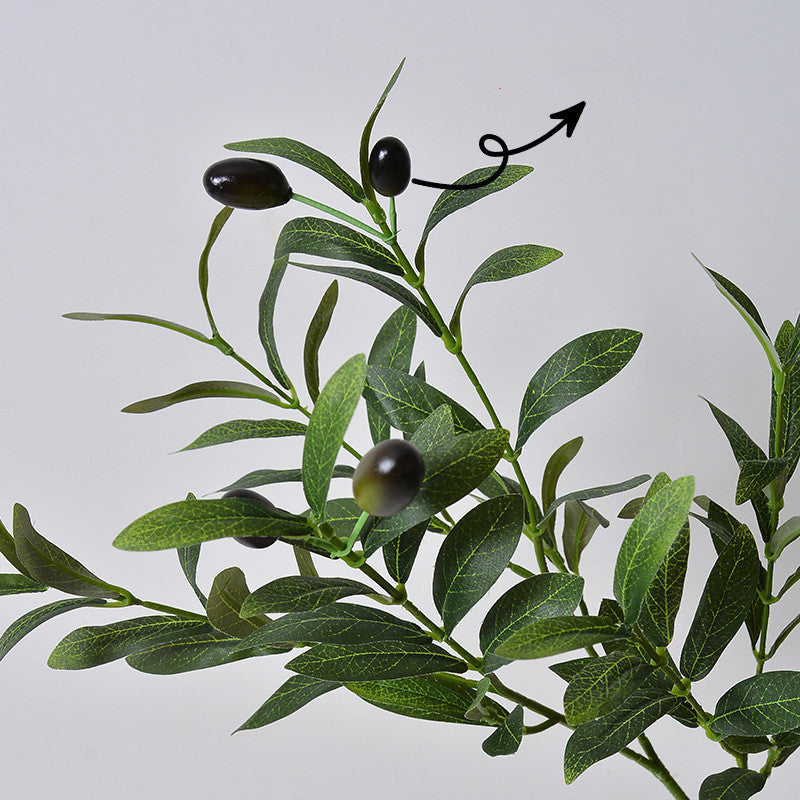 48cm Branche d'olivier artificielle verte - 6 branches avec fruits