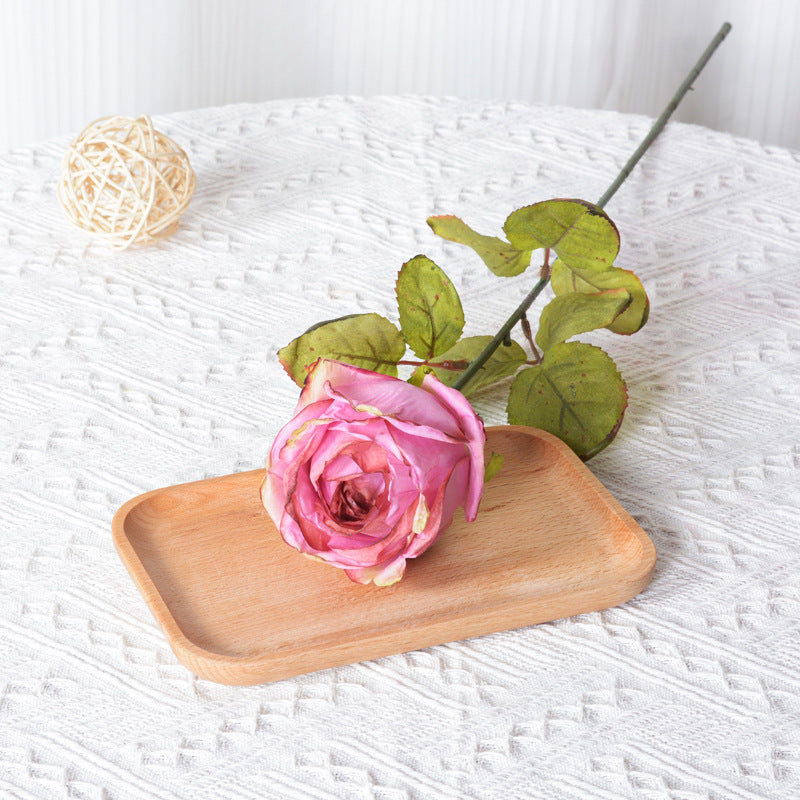 67 cm Rose artificielle en soie vintage à bords brûlés Idéale pour le mariage et la décoration intérieure