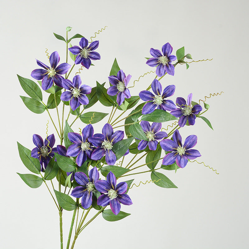 3 Tiges de Clématites Artificielles - Décoration Élégante pour Mariage et Intérieur