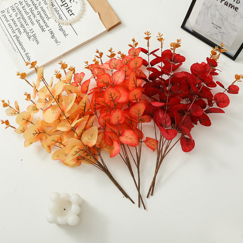 33 cm Eucalyptus d'automne simulé plantes pour la décoration de mariage à domicile d'automne