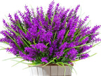 24 Arbustes de Plantes et Fleurs Artificielles pour Extérieur – Fausses Fleurs de Lavande avec Herbe de Singe, Plantes Fausses en Plastique Résistantes aux UV