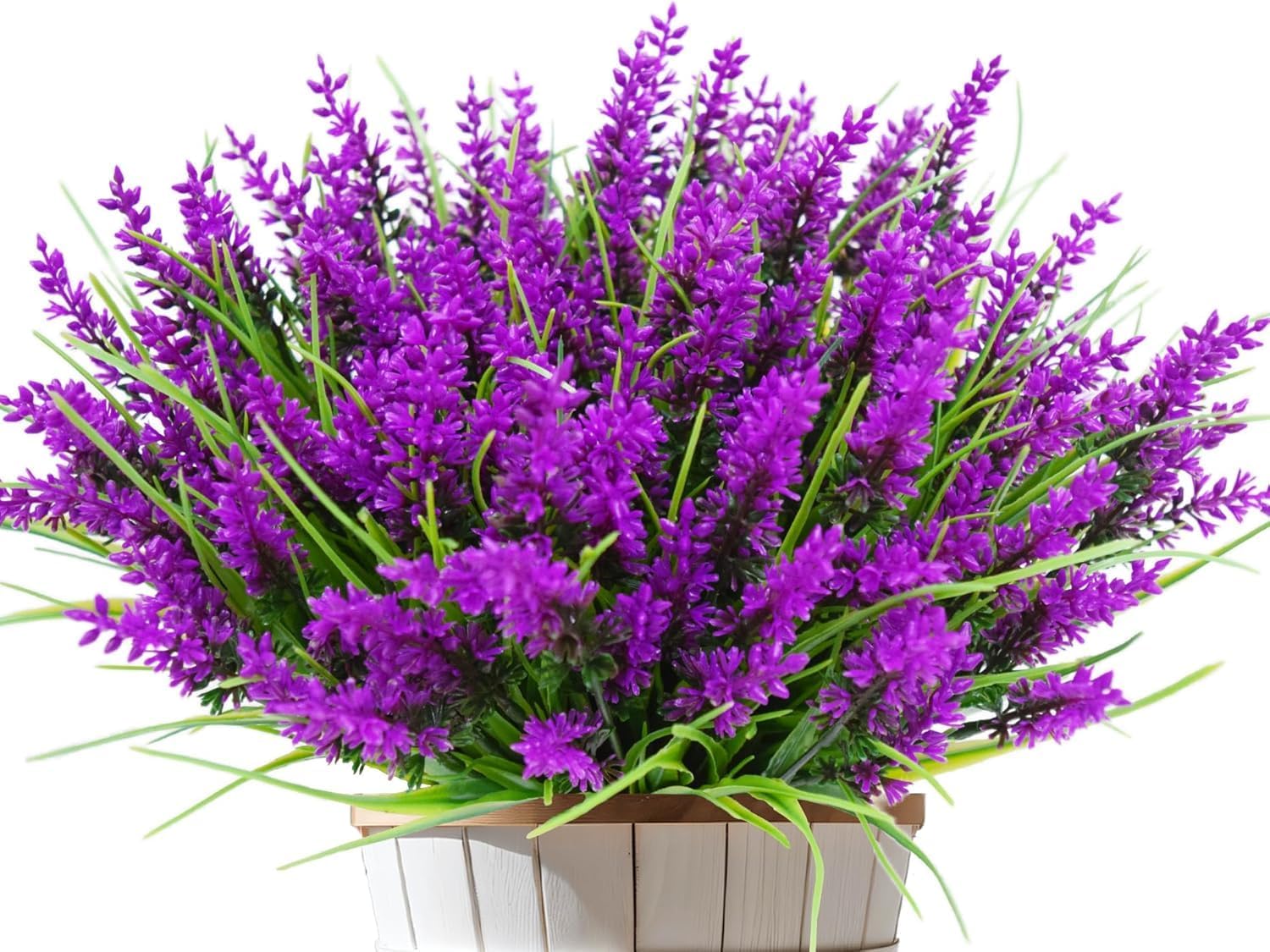 24 Arbustes de Plantes et Fleurs Artificielles pour Extérieur – Fausses Fleurs de Lavande avec Herbe de Singe, Plantes Fausses en Plastique Résistantes aux UV