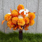 Lot de Chrysanthèmes Artificiels 61 cm, Bouquet 24 Têtes avec Vase pour Tombe, Fleurs d'Automne pour Mariage & Décoration au Charme Champêtre, Résistant UV