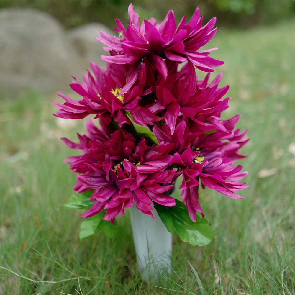 Bouquet de Chrysanthèmes Artificiels avec Vase, 41cm, Fleurs de Cimetière Élégantes, Décoration Bohème & Mariage, Vente en Gros